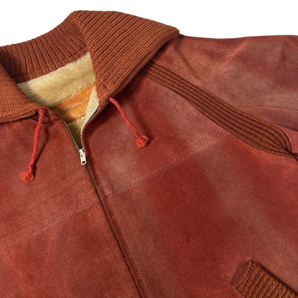 Vintage William Barry Leather Aviator Bomber Jacket Sherpa Lined USA Size 42‎